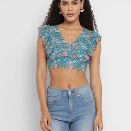Porsorte Floral Print Blouson Crop Top-image-22
