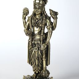 Exotic India Grey Lord Vishnu Idol Standing on Lotus Religious Showpiece-image-18