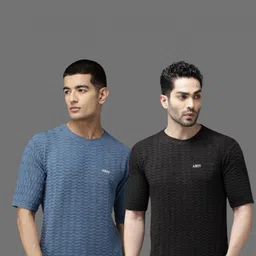 TICOSS Men Pack of 2 Self Design T-shirt image 2