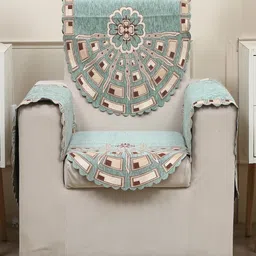 Fashion Throw Green & Brown Printed Jacquard 4 Piece Sofa Cover With Arms-image-52