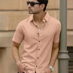 KHUSHI CREATION Men Original Slim Fit Textured Spread Collar Casual Shirt-picture-1
