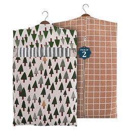 Kuber Industries Brown & Green Set Of 2 Printed Cotton Clothes Packing Organisers-51