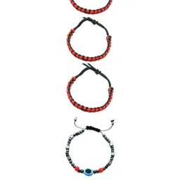 Dynamic Retail Global Men Set of 4 Beaded Stainless Steel Wraparound Bracelet-image-45