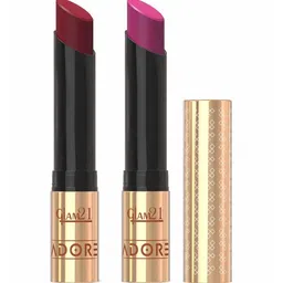 GLAM21 Set Of 2 Adore Smudge Proof Lipstick - Wine Time 03 - Pink Affair 13-image-94