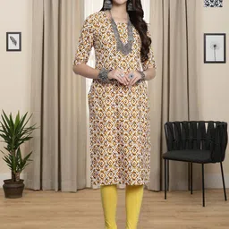 HERE&NOW Selection Of 2 Geometric Printed Round Neck Straight Kurta-46
