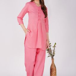 Bindigasm V-Neck Embellished Pure Cotton Tunic & Palazzos-6