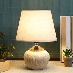 TAYHAA Cream-Coloured Ceramic Contemporary Frusturical Shaped Table Lamp-21