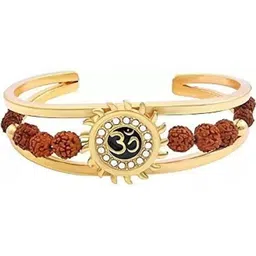 Divine souvenirs Unisex Gold-Plated Artificial Stones Studded And Beaded Cuff Bracelet-27
