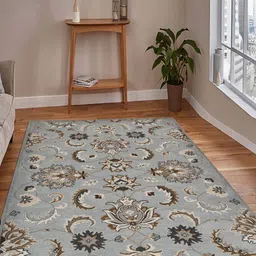 saraswatii global Castel Grey & Brown Floral Printed Tufted Woollen Carpet-9