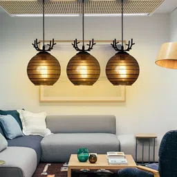 KINIS Brown & Gold-Toned Textured Glass Abstract Shaped Ceiling Lamp-image-39
