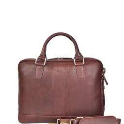 MAI SOLI Unisex Textured Leather Laptop Bag-18