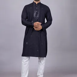 Xepon Men Embroidered Regular Pure Cotton Kurta with Pyjamas-picture-18
