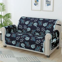 Story@home Navy Blue & Turquoise Blue Printed Microfiber 2 Seater Sofa Cover With Arms-image-54