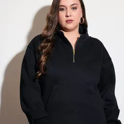 SASSAFRAS Curve Women Long Sleeves Half Zipper Sweatshirt-image-42