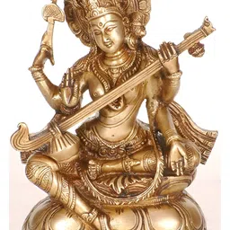 Exotic India Gold-Toned & Brown Saraswati Religious Idol Showpiece-image-67