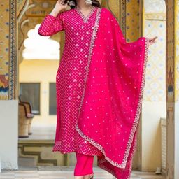 Navlik Women Embroidered Regular Thread Work Kurta with Trousers & Dupatta-picture-8
