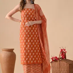 THE WEAVERS SHOP BY RAAVI Printed Pure Cotton Unstitched Dress Material-image-97
