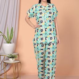 Rasrainaa Teddy-Bear Printed Pure Cotton Mandarin Collar Top with Trousers Co-Ords-picture-23
