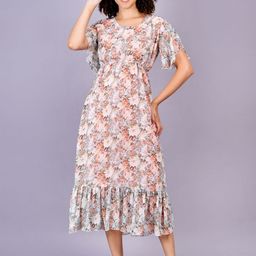 OH MI DIOS Floral Print Flared Sleeves Fit & Flare Midi Dress-image-73