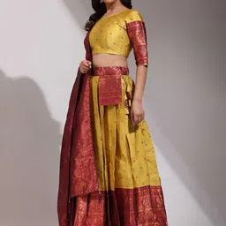 Payu Semi-Stitched Lehenga & Unstitched Blouse With Dupatta image 3