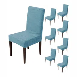 HOUSE OF QUIRK 8 Pieces Striped Blue Chair Cover-14