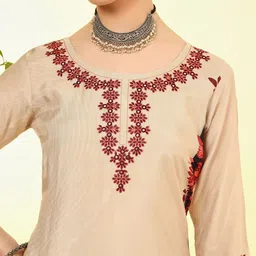 Nehamta Ethnic Motifs Embroidered Round Neck Mirror Work Kurta With Trousers & Dupatta image 3