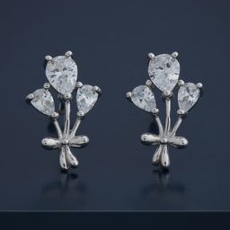 Kushal's Fashion Jewellery 92.5 Sterling Silver Rhodium-Plated Tear Drop Studs Earrings-12