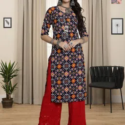 HERE&NOW Selection Of 2 Geometric Printed Round Neck Straight Kurtas-38