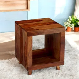 Ikiriya Beige Wood Contemporary Rectangle Bedside Table-55