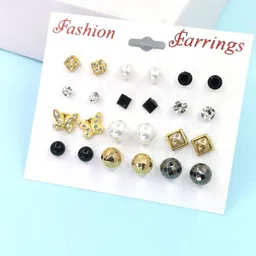 Balasundri Set Of 12 Contemporary Artificial Stones studded Studs-picture-3
