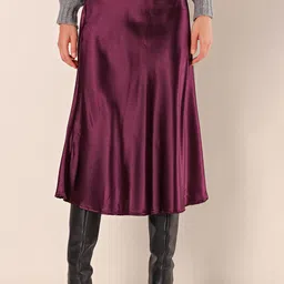 BIGDART Solid A-Line Midi Skirts image 1