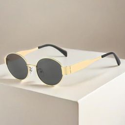 DEXENT COLLECTION Unisex Oval Sunglasses with UV Protected Lens Oval Gold Black-19