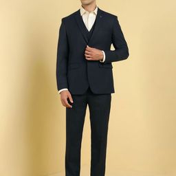 Allen Solly Textured Slim Fit Single-Breasted Three Piece Formal Suit-image-20
