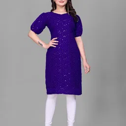 PARROT CREATION Ethnic Motifs Embroidered Sequin Work Straight Kurta-picture-15
