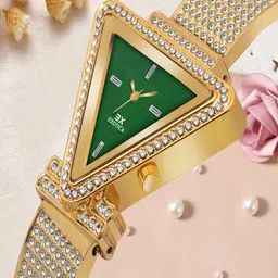 Exotica Fashion Women Dial & Stainless Steel Straps Analogue Watch EX-6006-Gold-Green-picture-47
