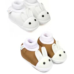 NESKA MODA 3 To 12 Months Baby Boys & Baby Girls 2 Pair Combo Pack Cute Soft Cotton Rabbit Booties-68