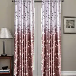 Myntra Elegant Homes Brown And Off White 2 Pieces Floral Printed Black Out Door Curtain-11