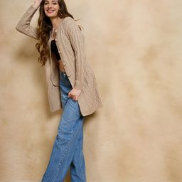 CLAPTON Self Design Round Neck Woollen Longline Cardigan-49