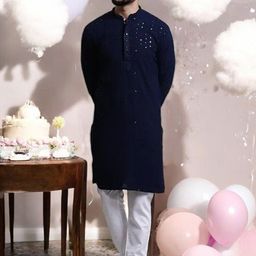 Atly Men Embroidered Regular Sequinned Kurta with Pyjamas image 4