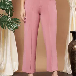 Moda Rapido Women Relaxed Straight Fit High-Rise Easy Wash Parallel Trousers-picture-40