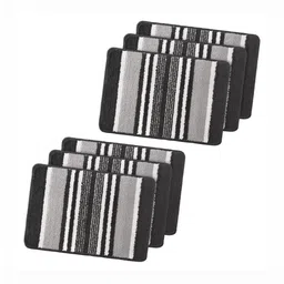 RUBOXA 6-Pcs Grey & Black Striped Anti-Skid Rectangle Doormats-image-43