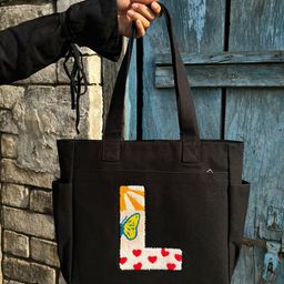 TSANTA Floral Printed L Letter Oversized Swagger Pure Cotton Tote Bag-image-64