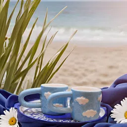 Kraftlik Handicraft Set of 2 Blue Printed Ceramic Glossy Cups-200ml-image-30