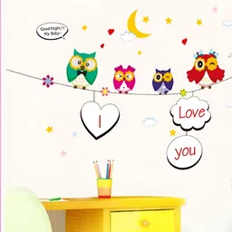 Asian royal Red & Green Owls Printed Wall Sticker-picture-10