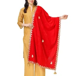 A R SILK DUPATTA HUB Paisley Embroidered Velvet Dupatta With Gotta Patti-picture-35