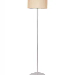 Devansh Off White & Grey Cotton Drum Shade Steel Base Floor Lamps-1