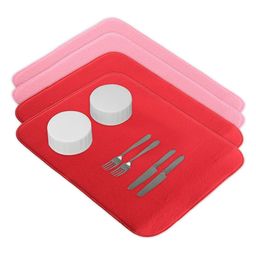 Kuber Industries Red Kitchen Crockery Dish Drying Mat-46
