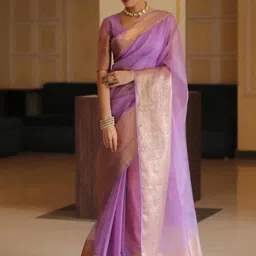 Panzora Woven Design Zari Organza Kanjeevaram Saree-57