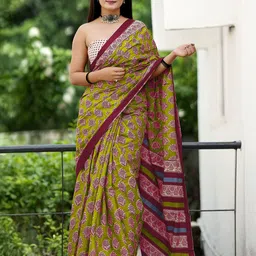 Munir Floral Pure Cotton Bagru Saree-image-99