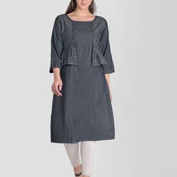CEFALU Women Cotton Straight Kurta-20